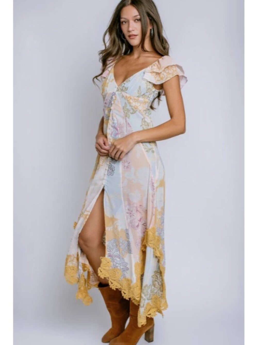 Free People Bali Aurora Flutter Sleeve Dress ( L )